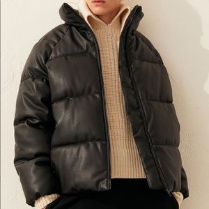 H&M Faux Leather Puffer Jacket Vegan